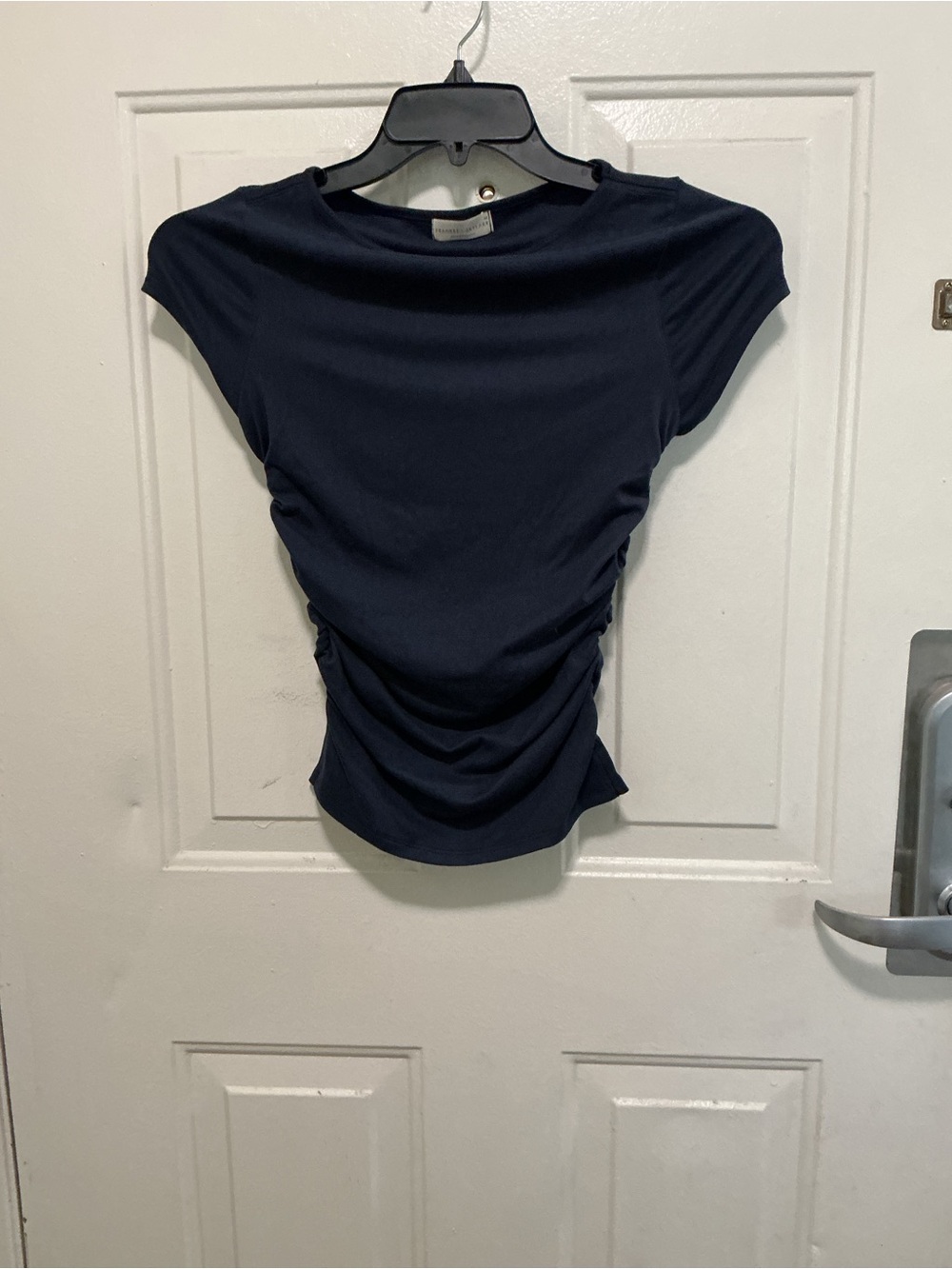 Ruched Short-Sleeve Tee in Navy